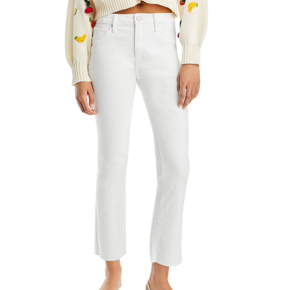 Cropped White Women's fringe Jeans